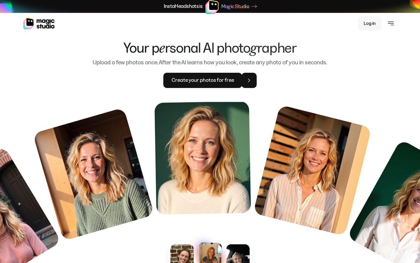 Magic Studio homepage: Your personal AI photographer